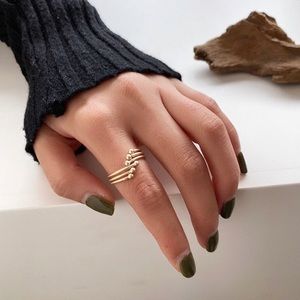 Matte Gold 3 Ball Stackable Sphere Open Ring